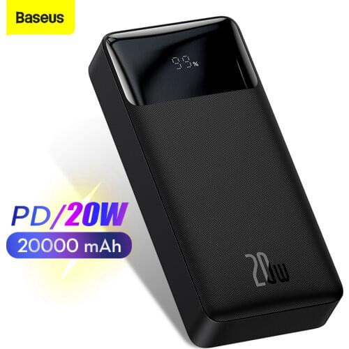 Baseus Power Bank 20000mAh PD 20W Portable Powerbank Charging Charger External Battery For iphone Huawei Xiaomi Poverbank