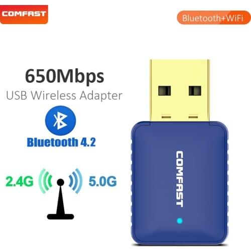 Bluetooth 4.2 network card 802.11ac wireless receiver 2.4/5G dual band 2dBi antenna Wifi dongle USB adapter Receiver for home
