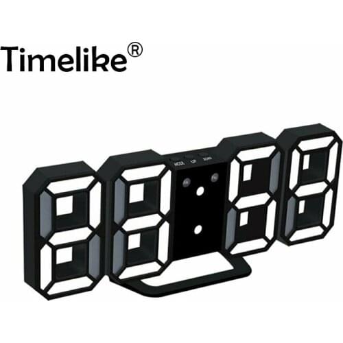 3D Large LED Digital Wall Clock Date Time Celsius Nightlight 24 / 12 Hours Display Desktop Clocks Modern Design Alarm Clock