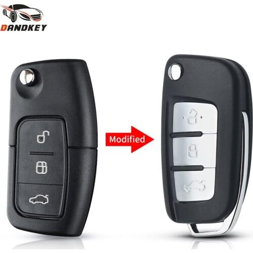Dandkey Flip HU101/FO21 Blade Remote Key Case Shell For Ford Focus Fiesta Ecosport Kuga Escape C-Max Ka 3 Button Key Fob Cover
