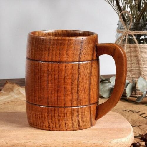 320ML Jujube Wood Teacup Personality Bar Living Room Office with Handle Hand Cup Wood Ear Beer Mug Coffee Mugs Creative