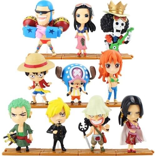 7-10cm 10pcs/lot One Piece Luffy Zoro Nami Robin Chopper Sanji Anime PVC Action Figures Collection Model Toys Doll Gifts for kid