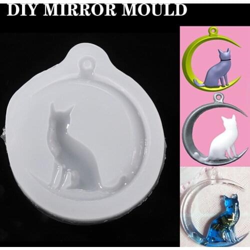 1pcs Clear Epoxy Resin Liquid Mold Moon Cat Silicone Pendant Necklace Mould Jewellry Making Resin Epoxy Casting Craft