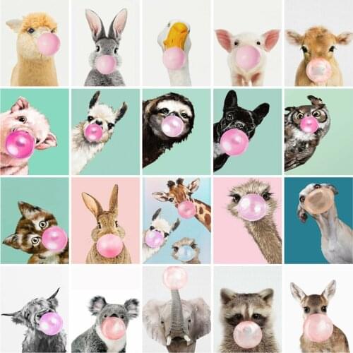 Huacan 5D DIY Diamond Painting Full Square Mosaic Bubble Animal Dog Diamond Embroidery Complete Kit Alpaca Ostrich Rabbit Puzzle