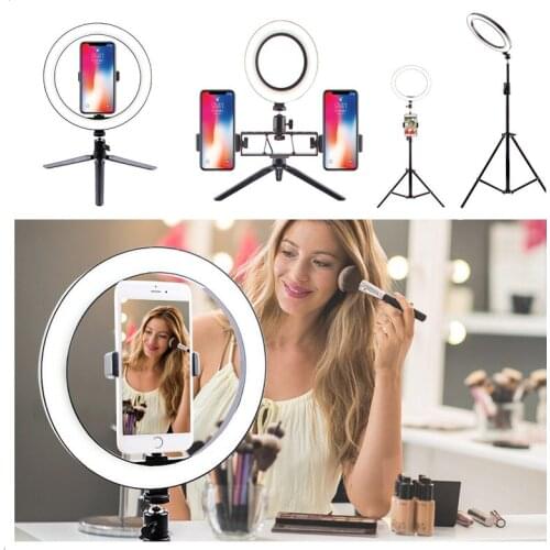 Dimmable 26/16CM Phone Ring Light with Stand Photo Led Selfie Ringlight Remote Novelty Lights USB Selfie Lamp Navelties 2020