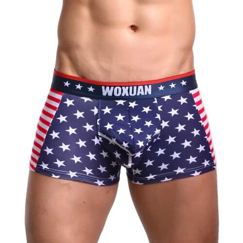 Men Underwear Men Flag Print Fashion Sexy Mens Boxer Shorts Soft Breathable Panties Middle-waisted Male Underpants Nightwear
