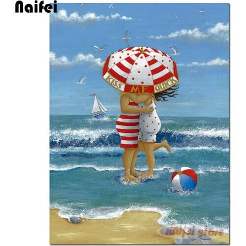 Kiss Me Quick full square diamond 5D DIY Diamond art 3D Diamond painting Kit cross stitch diamond mosaic Beach couple home decor
