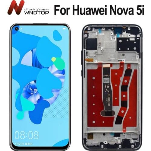 Original 6.4'' Display With Frame For Huawei Nova 5i LCD Touch Screen Digitizer Assembly for Huawei Nova 5i LCD GLK-LX1 LX2 LX3