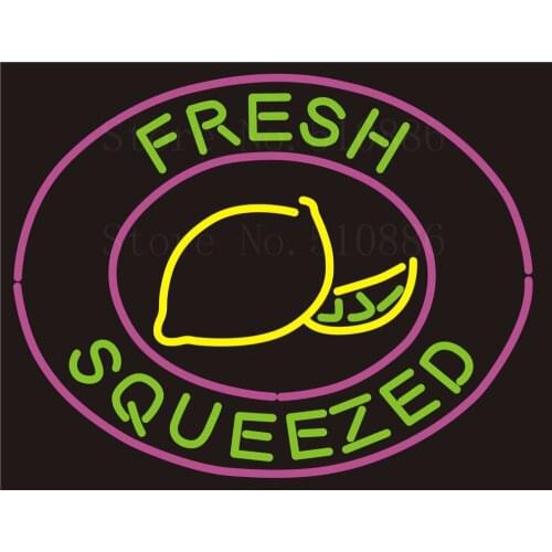 Custom Signage NEON SIGNS Fresh Squeezed Real GLASS Tube BAR PUB Signboard Display Decorate Store Shop Light Sign 17*14"