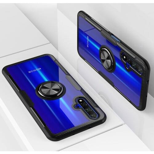 Transparent Car Holder Magnetic Ring Phone Case Silicone Cover On For Huawei Honor 20S 20 Lite Pro S Honor20 20Pro 64/128/256 GB
