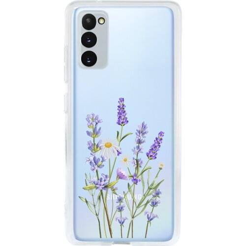 Samsung S20 Fe Compatible Lavender Pattern Premium Transparent Silicone Case