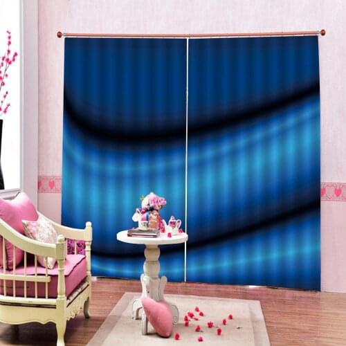 Luxury Fabric Blackout Curtains for Living Room Dark Blue aurora Window Drapes for Living room Bedroom With Grommet top Hooks