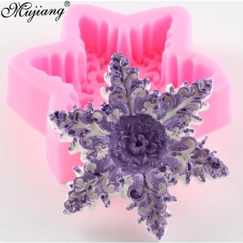 Snowflake Soap Making Silicone Mold 3D Craft Candle Christmas Fondant Cake Decorating Tools Cake Baking Candy Chocolate Mould