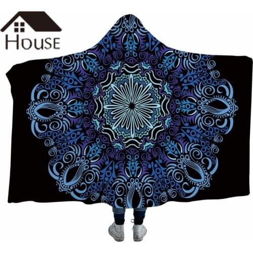 Wearable Hooded Blanket for Adults Mandala Dreamcatcher Sherpa Fleece Woman Throw Blanket Microfiber