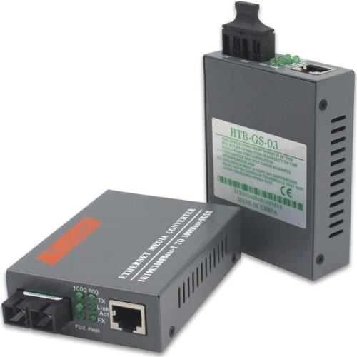 1 Pair HTB-3100AB 20KM AB 10/100Mbps Fiber Optical Media Converter Single Mode Single Fiber SC Port A 1310nm-TX, B 1550nm-TX