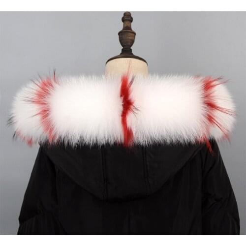 Real Fox fur collar winter new womens real raccoon fur warm fluffy scarf fashion down coat universal big fox fur collar