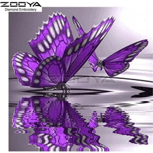 ZOOYA Diamond Embroidery Diamond Painting Purple Butterfly Water Painting Diamond Painting Cross Stitch Rhinestone Mosaic BJ1552