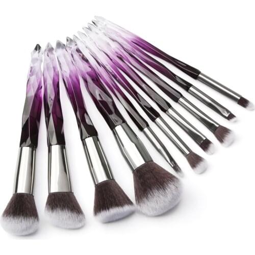 10 Pcs Crystal And Diamond Transparent Handle Cosmetic Brush Set Makeup Brushes Set Professional brochas maquillaje
