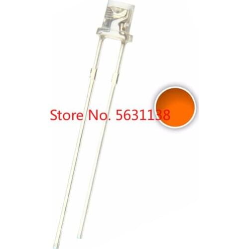 100pcs 3mm Orange LED Emitting Diode Flat Top Transparent 20mA 2V 3mm Water Clear Lamp Light Beads chip led Factory direct sales