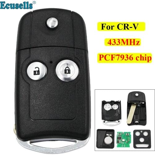 2 Button Folding flip Remote Key fob 433MHZ with ID46 PCF7936 chip For Honda CR-V Jazz HON66 uncut blade