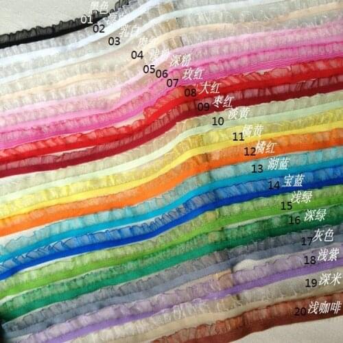 20Meters/lot DIY clothing accessories elastic band organza ruffled lace trim elastic stretch lace