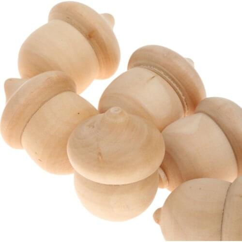 20pcs Cute Wooden Acorns DIY Unfinished Wooden Craft Christmas Decor