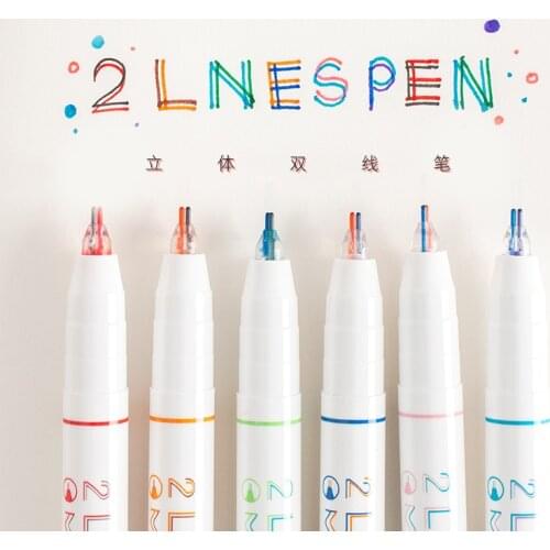 3Pcs/box 0.5mm Two-color Line Pen Art Drawing Graffiti Pen SMarked Stereo Color Gel Ink Pen Stationery Office School