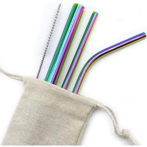 3Pcs Reusable Metal Straws Set 304 Stainless Steel Straws for Smoothie Drinks Cocktail Milkshake Bubble Tea Drinking Straws