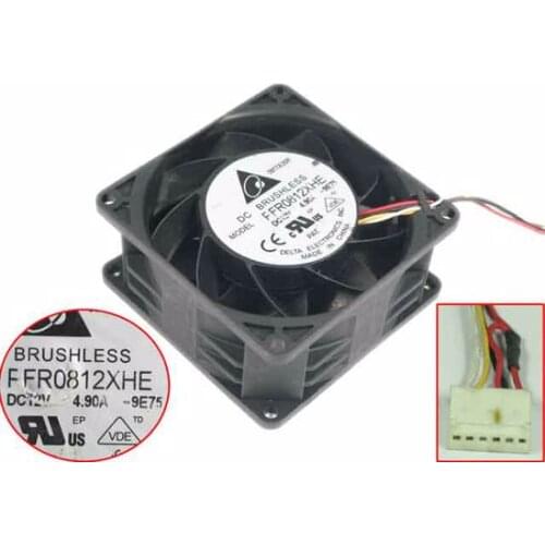 Delta Electronics PFR0812XHE 9E75 DC 12V 4.90A 80x80X38mm 4-wire Server Cooling Fan