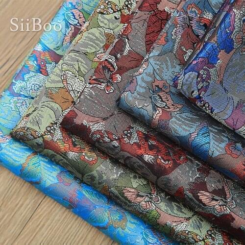 5Colors Pastoral style elegant floral butterfly jacquard brocade fabric for dress coat cheap tissu telas tecidos stoffens SP4402