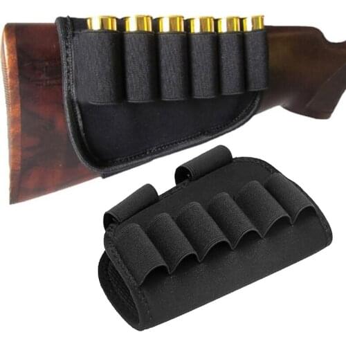 6 Rounds Tactical Shell Holder Shotgun Gun 12/20 Ga Bullet Ammo Pouch Buttstock Cartridge Pouch Shooting Hunting Accessories