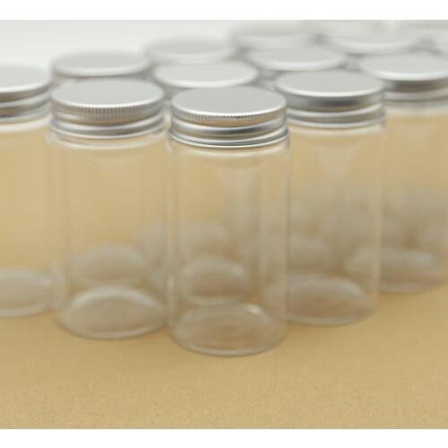 6 Pieces 47*90mm 120ml Small Glass Bottle Test Tube Silver Screw Cap Glass Jars Transparent Empty Bottles
