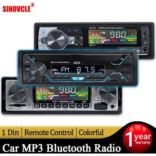 SINOVCLE Car Radio Audio 1din Bluetooth Stereo MP3 Player FM Receiver 60Wx4 With Remote Control AUX/USB/TF Card In Dash Kit