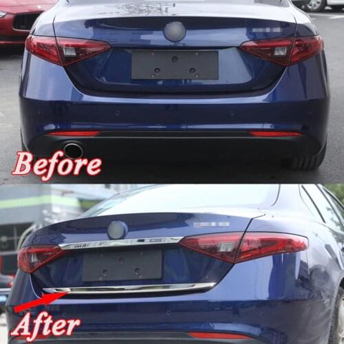 BBQ@FUKA For Alfa Romeo Giulia Sedan 2017 Tail Rear Trunk Trim Protector Chrome ABS Shiny 2Pcs