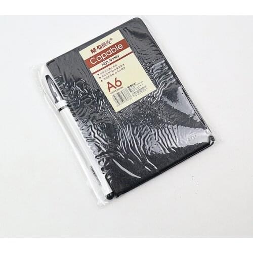 A6 Small Business Notebook Retro-style Leather Notebook Office Learning Notepad Comes With a Ball Pen Planner For Stationery
