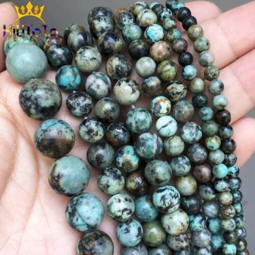 Natural Stone Beads Round Africa Turquoises Loose Beads For Jewelry Making DIY Bracelet Necklace Accessories 4/6/8/10mm 15