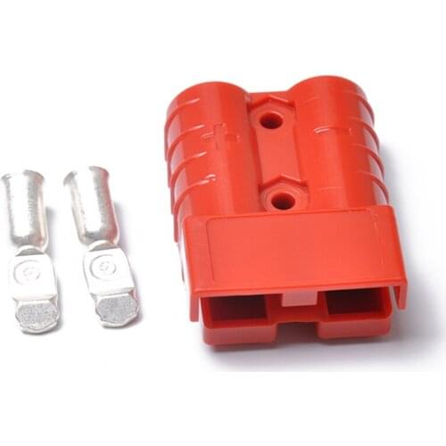 Quick Battery Connector 50A Winch Trailer Connect/Disconnect Wire Harness Plug Kit with Rubber Soft Cover (Red)