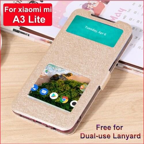 Front window cover For xiaomi mi A3 lite Case Mi A3lite coque PU leather phone Cases For xiaomi miA3 A 3 lite flip case shell