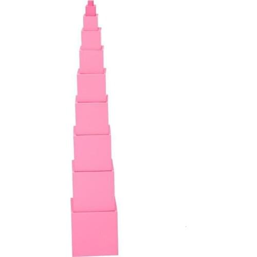 High Quality Wooden Montessori Mathematics Toys Pink Tower Solid Wood Cube 0.7-7cm Early Preschool Educational Children Day Gift