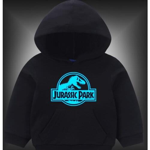 Jurassic World Dinosaur Fluorescent Luminous Children Hoodies Autumn Winter Baby Boys Girls Sweatshirt Cartoon Children Hoodies