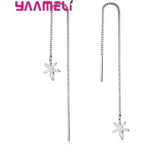 Top Quality Simple Spiral Ear Line 925 Sterling Silver Color Fashion Flower Type Long Dangle Earrings Jewelry Wholesale