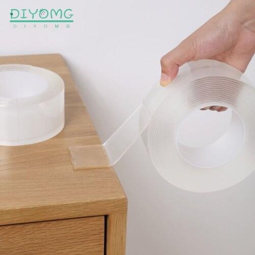 2mm Thickened Nano Tracsless Double Sided Tape Transparent Reusable Waterproof Self-adhesive Tape Sealing Strip Home gekkotape