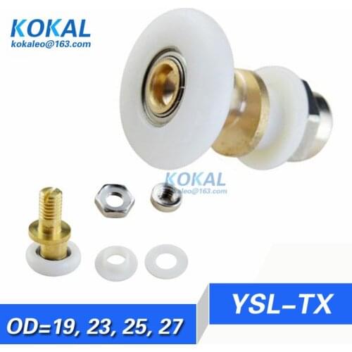 [YSL-TX] Free Shipping 8PCS glass bathroom roller wheel shower room fittings bearing copper wheel pulley