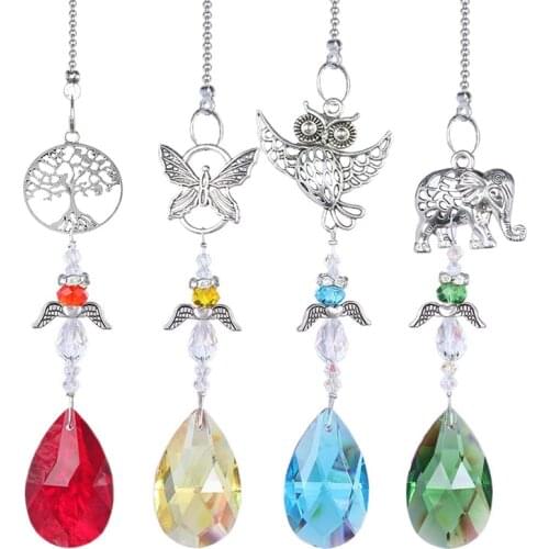 H&D 4pcs Crystal Rainbow Maker Suncatcher w/Animal Figurine Hanging Ornament for Window, Home Decor,Holiday Decoration