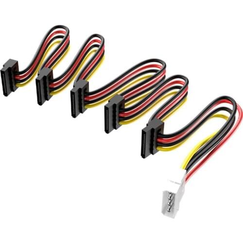 1 TO 5SATA Power Cable Adapter SATA Combo 15 Pin Power Data Cable 4 Pin Molex to 15 Pin Lead Cable Molex to Sata Power Adapter