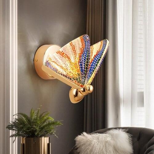 Creative Butterfly New Chinese Light Luxury Living Room Background Wall Bedroom Bedside Corridor Aisle Hotel Wall Lamps
