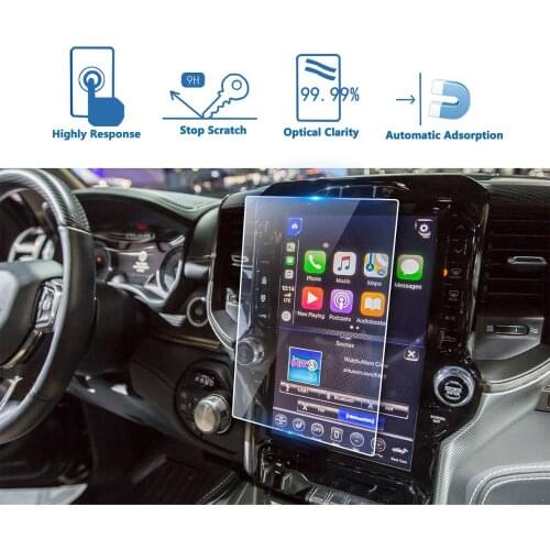LFOTPP For Ram 1500 2500 3500 Uconnect 2019 Car Navigation Tempered Glass Screen Protector Auto Interior Protective Sticker
