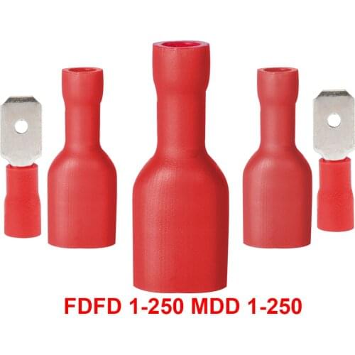 Many kinds of collocatio 6.3mm insert piece spring insulation wiring terminal FDFD-1-250 male and female plug 0.5-1.5 pair joint