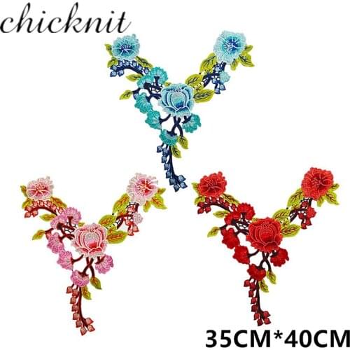 CHICKNIT fashion red blue purple yellow rose Embroidered venise lace collar ivori clothing Accessories CC07