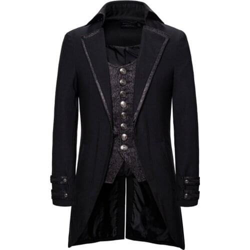 High Quality Mens Steampunk Tailcoat Jacket Costume Homme Retro Gothic Victorian Tail Coat Party Stage Perform Tuxedo Blazer Men